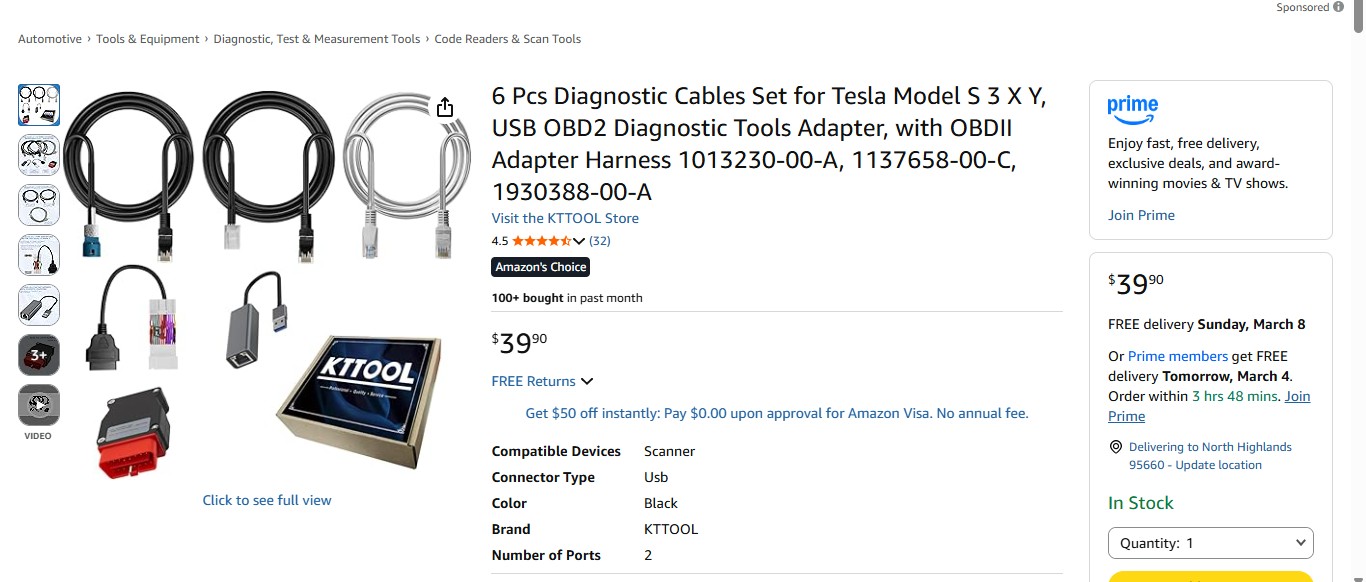 Diagnostic Cables Set for Tesla Model S 3 X Y